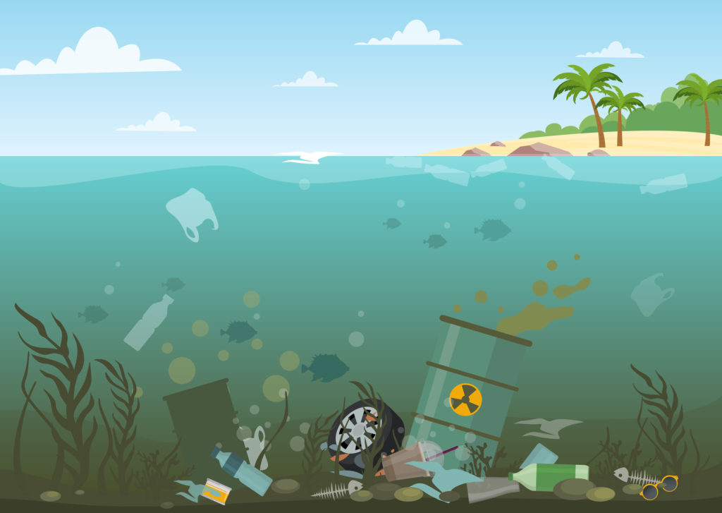 Ocean full of trash and pollution